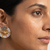 Ethnic gold & silver-tone bird statement earrings with pearl seed beads