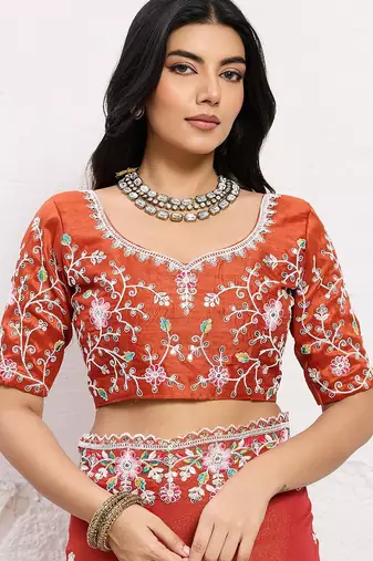 Designer Party Wear Floral Embroidery Saree