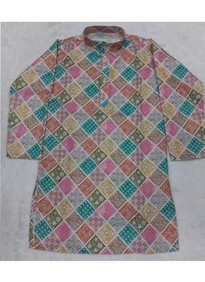 Multicolour printed cotton kurta set 2