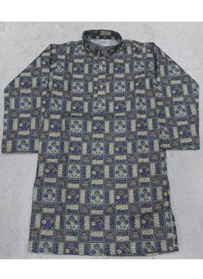Blue printed cotton kurta set 2