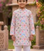 Multicolour printed cotton kurta set