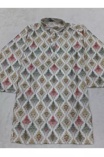 multicolor printed cotton kurta set