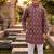 Maroon printed cotton kurta set