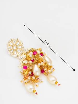 kundan jhumka earrings with baroque pearl drops and pink bead accents 4