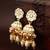 kundan jhumka earrings with baroque pearl drops and pink bead accents