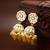 kundan jhumka earrings with yellow oval bead cluster drops
