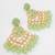 elegant gold plated mint green kundan chandelier earrings