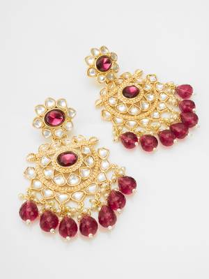 traditional gold plated kundan chandelier earrings 2