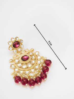 traditional gold plated kundan chandelier earrings 4