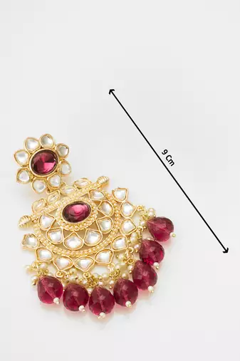 traditional gold plated kundan chandelier earrings