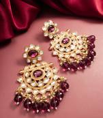 traditional gold plated kundan chandelier earrings