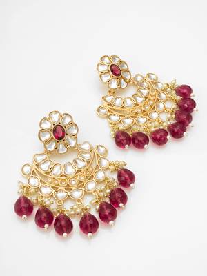 chandbali style kundan chandelier earrings with drops 2