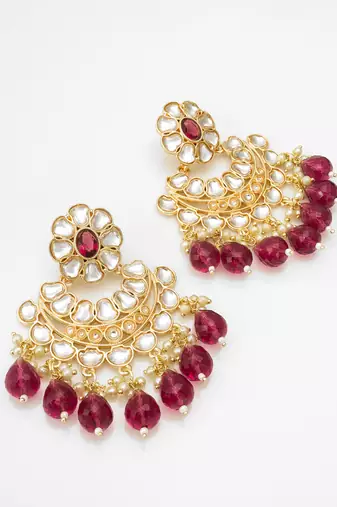 chandbali style kundan chandelier earrings with drops