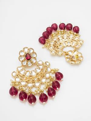 chandbali style kundan chandelier earrings with drops 3