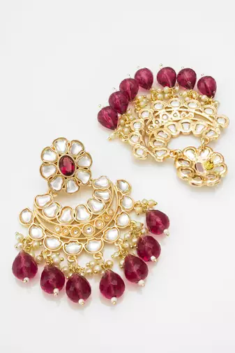 chandbali style kundan chandelier earrings with drops