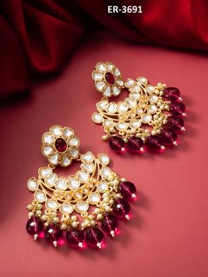 chandbali style kundan chandelier earrings with drops 1