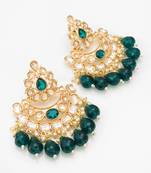 emerald kundan studded chandelier earrings