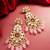 floral kundan chandelier earrings with pastel pink drops