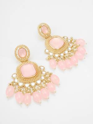 kundan studded drop earrings with bead clusters 2