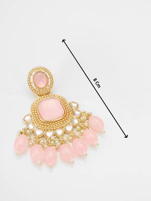kundan studded drop earrings with bead clusters 4