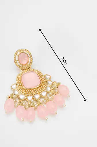 kundan studded drop earrings with bead clusters