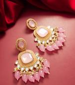 kundan studded drop earrings with bead clusters