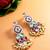 multicolour kundan and pearl cluster drop earrings