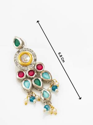 multicolour kundan and stone studded chandelier earrings 4