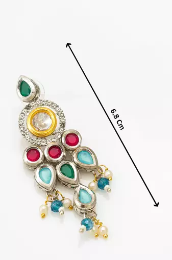 multicolour kundan and stone studded chandelier earrings