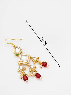 gold-toned kundan chandelier drop earrings 4