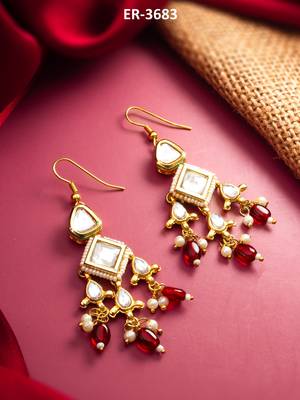 gold-toned kundan chandelier drop earrings 1