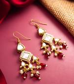 gold-toned kundan chandelier drop earrings