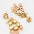gold-toned kundan stud drop earrings with peach crackle bead drops