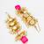 gold-toned kundan drop earrings with pearl cluster and stone