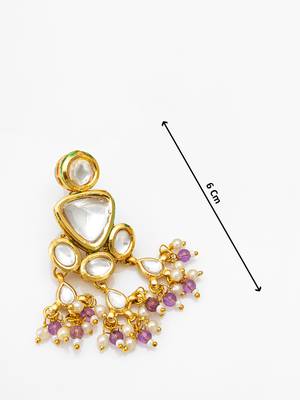 gold-toned kundan multi-stone drop earrings 4