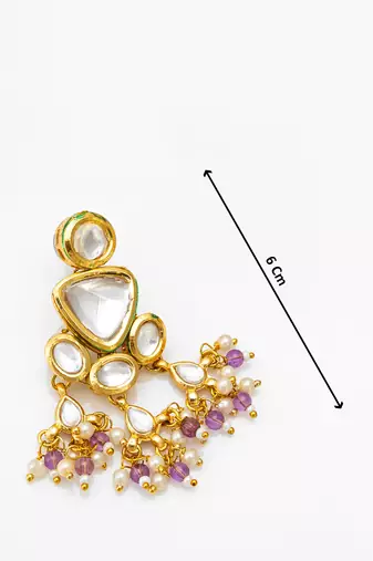 gold-toned kundan multi-stone drop earrings