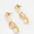 gold-plated oval link drop earrings with stone and pearl