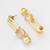 gold-plated oval link drop earrings with stone and pearl