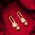 gold-plated oval link drop earrings with stone and pearl