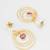 gold-plated circle hoop drop earrings with pink stone