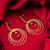 gold-plated circle hoop drop earrings with pink stone
