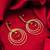 gold-plated circle hoop drop earrings with pink stone