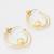 gold-plated double-layer open hoop earrings with pearl centre