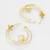 gold-plated double-layer open hoop earrings with pearl centre