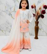 Natural crepe  embroidery orange readymade salwar suit
