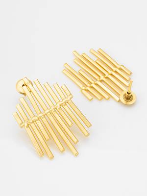 gold-plated multi-bar sunburst stud drop earrings 3