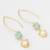 gold-plated hook drop earrings with aqua stone and pearl