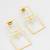 gold-plated double open square frame drop earrings