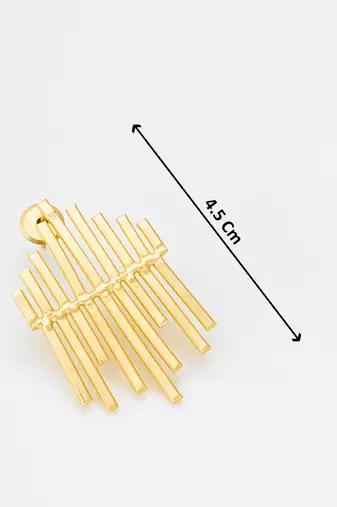 gold-plated multi-bar sunburst stud drop earrings