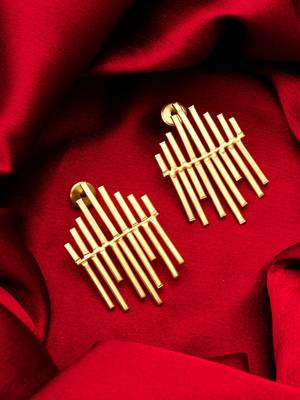 gold-plated multi-bar sunburst stud drop earrings 1